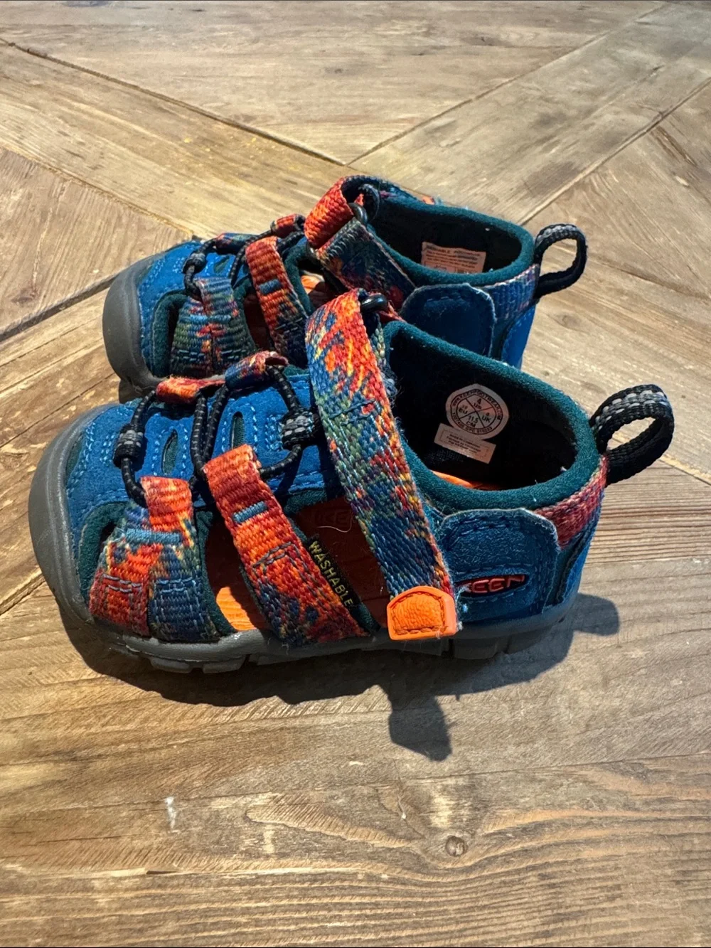 KEEN Kids Blue Sport H2 Sandals with Orange Accents Toddler Size 4